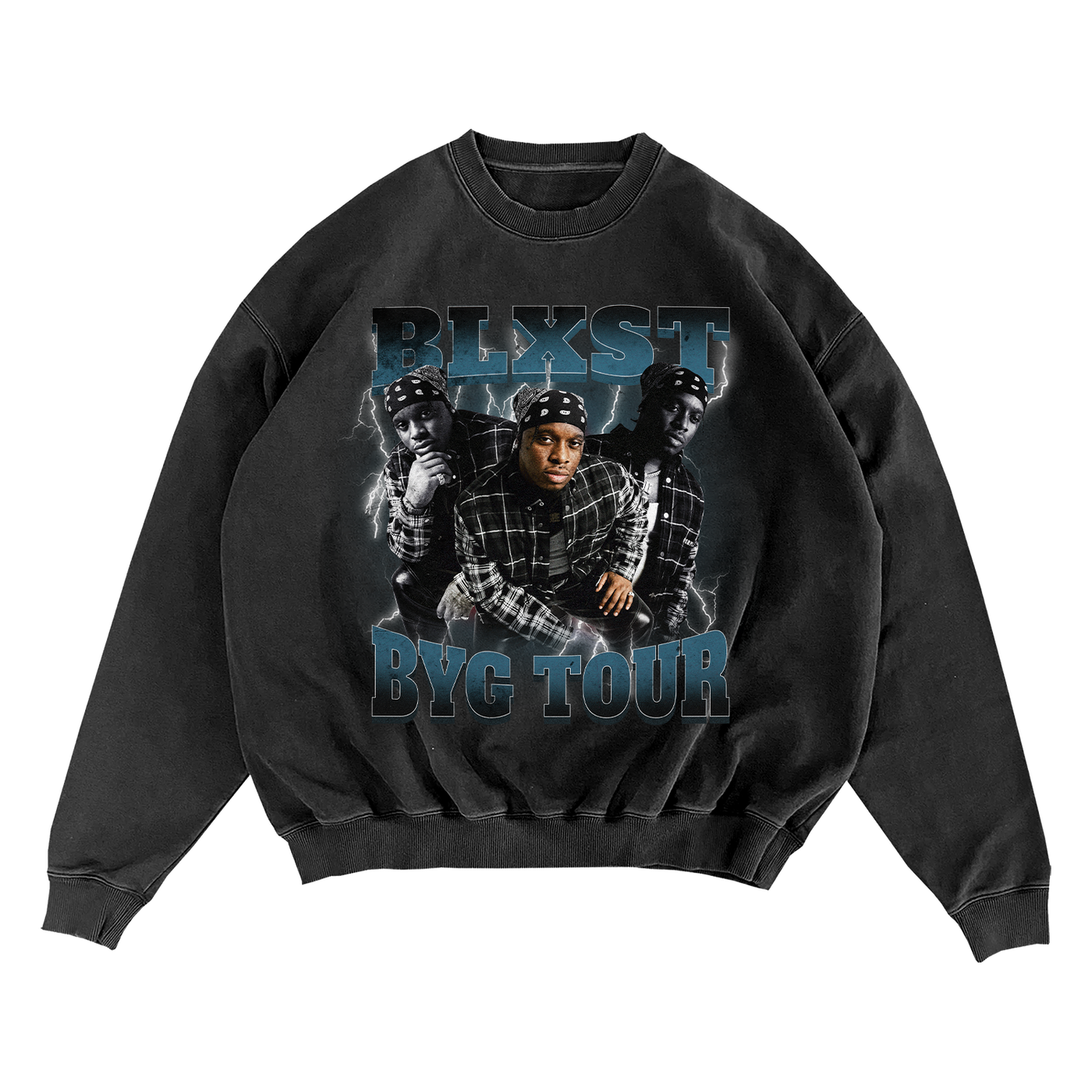 BLXST Lightning Vintage Black Crewneck