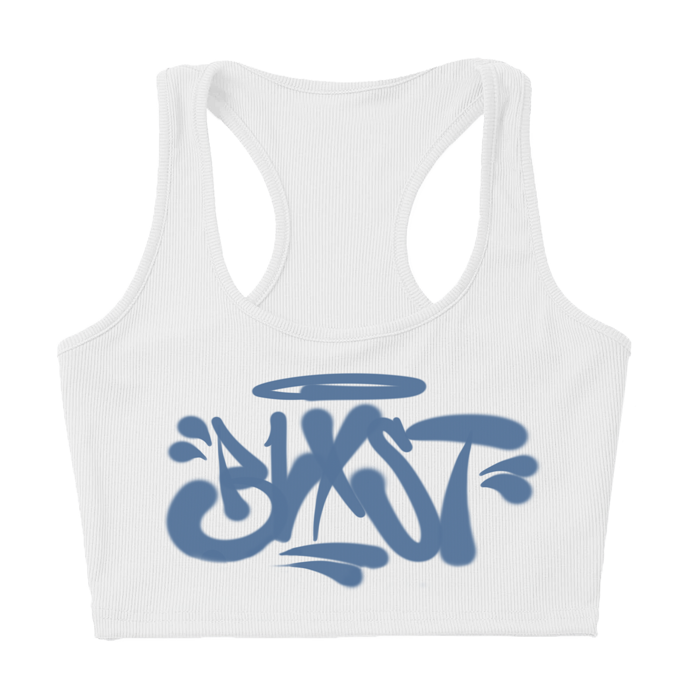 Graffiti White Crop Tank Top