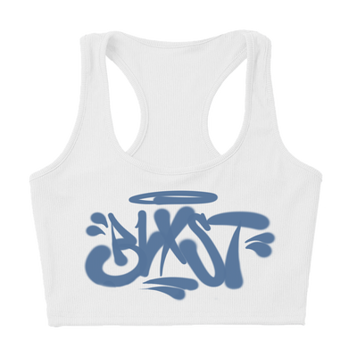 Graffiti White Crop Tank Top