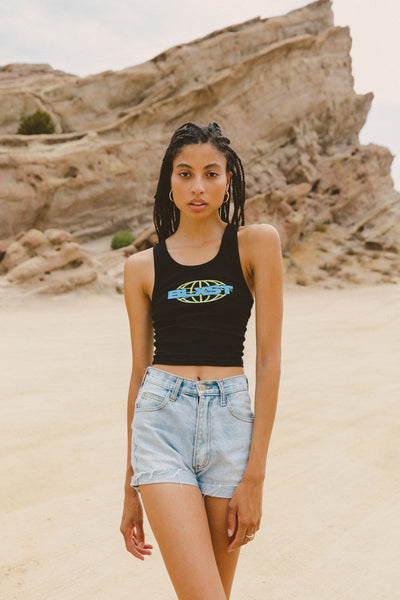 Globe Black Crop Tank Top