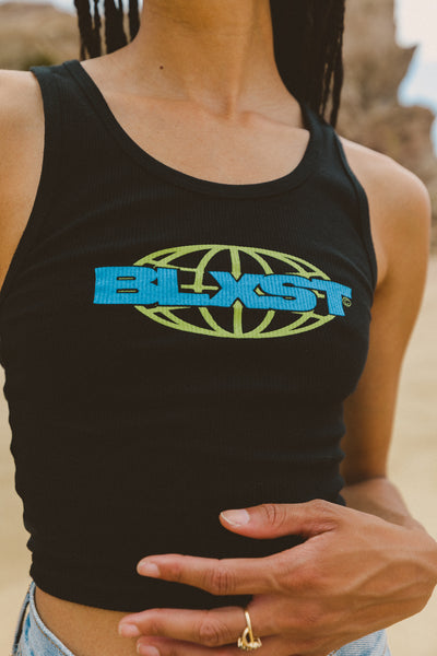 Globe Black Crop Tank Top
